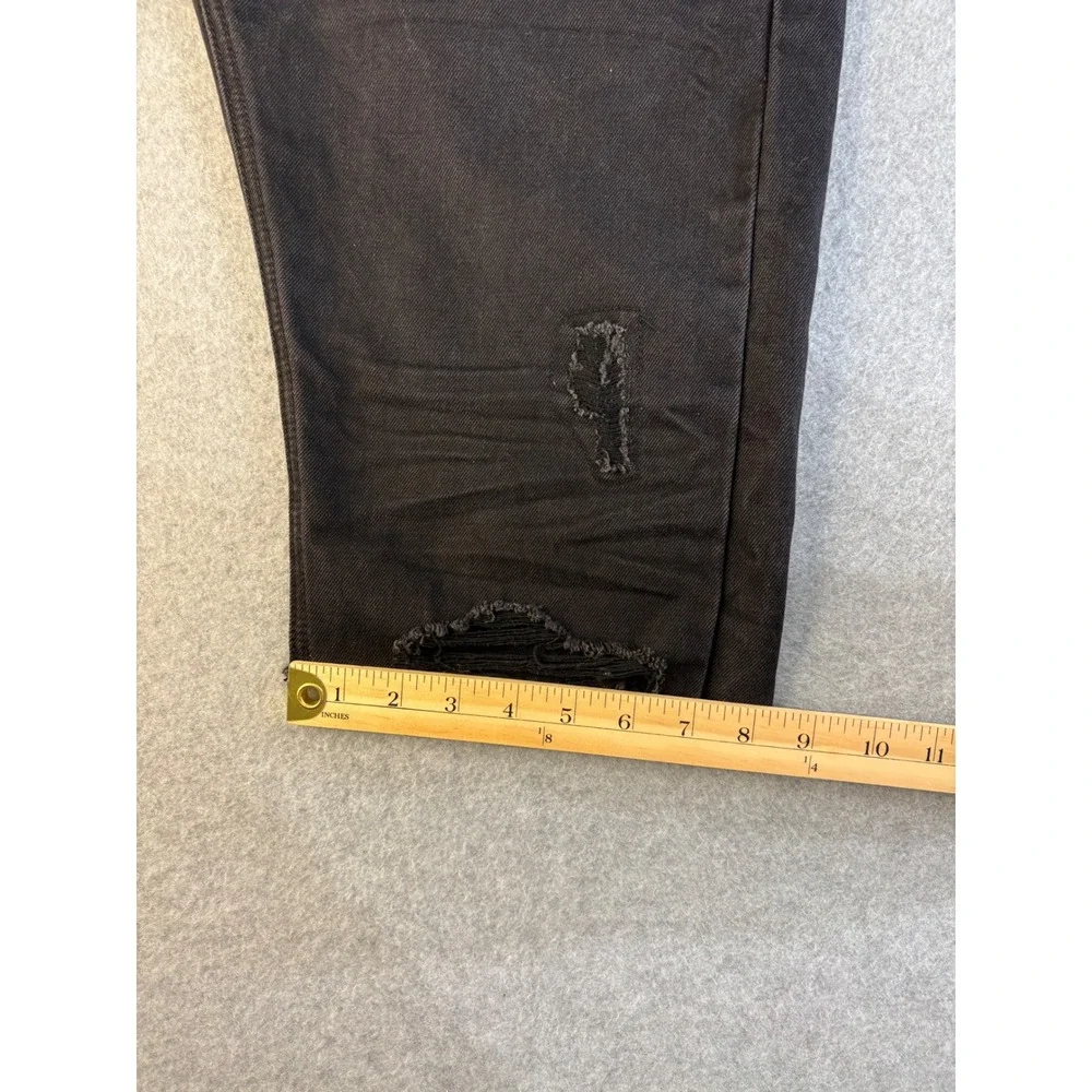 Decibel Mens Distressed Denim Shorts Black Ripped Frayed Hem Size 30